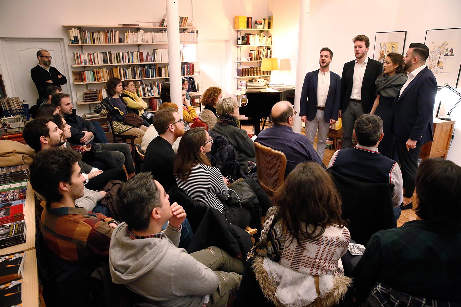 BARCELONA 15/01/2019 Actuació del quartet Cantoría a la llibreria Pèrgam Llibres. Passatge de Sant Benet, 7 FOTO : ALVARO MONGE